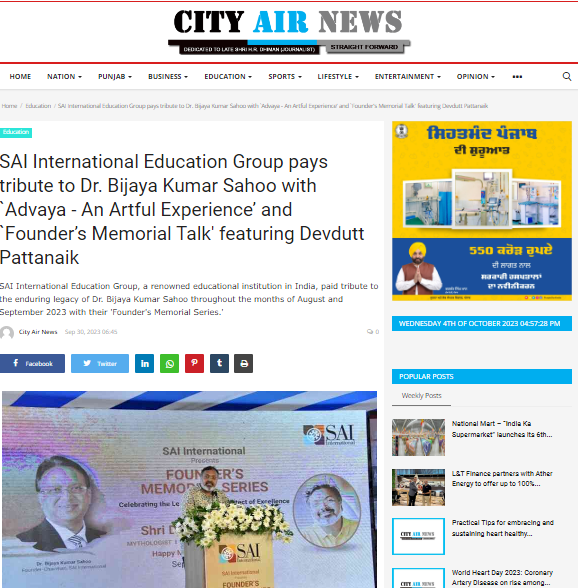 City Air News || SAI International Education Group pays tribute to Dr....