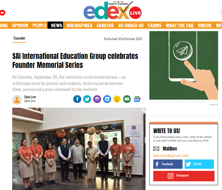 Edexlive || SAI International Education Group celebrates Founder Memor...