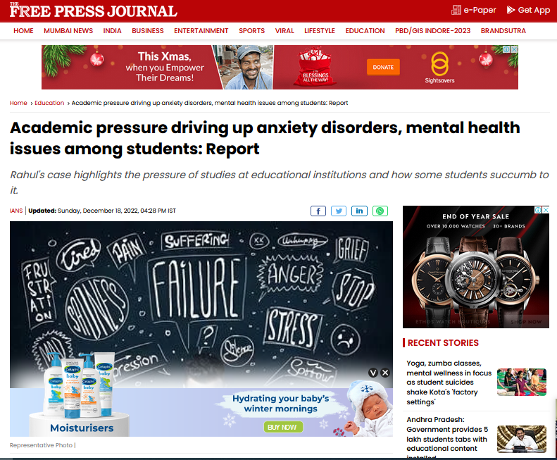 Academic pressure driving up anxiety disorders, mental health issues a...
