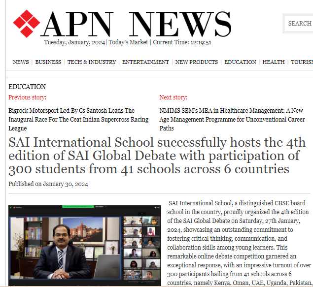 APN News || SAI International School successfully hosts the 4th editio...