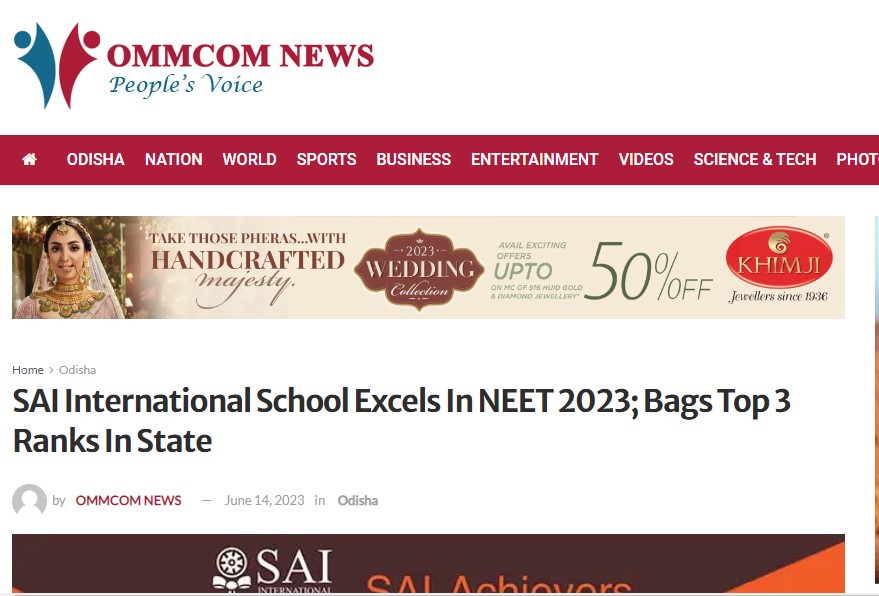 SAI International School Excels In NEET 2023; Bags Top 3 Ranks In Stat...