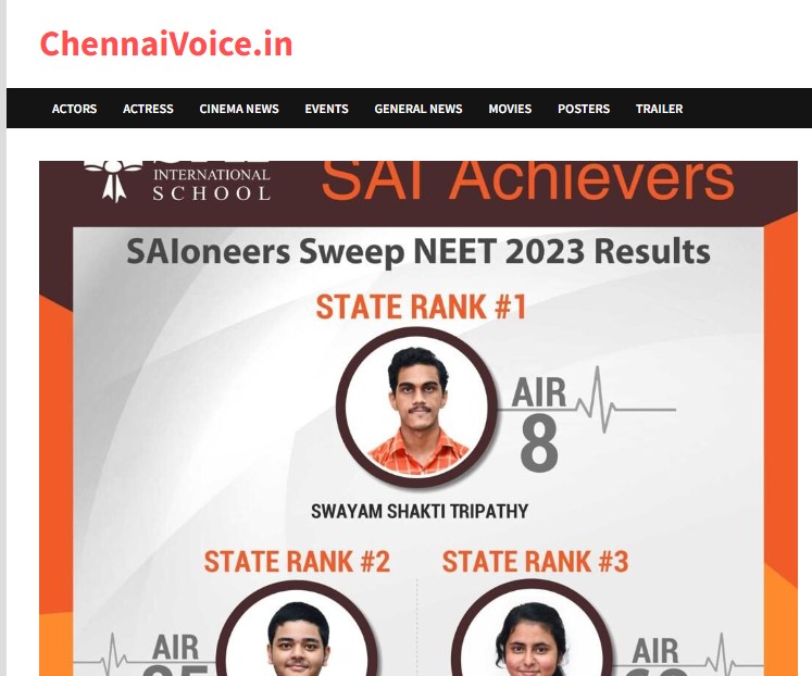 SAI International School Bags Top 3 Ranks in the State in NEET 2023 ||...