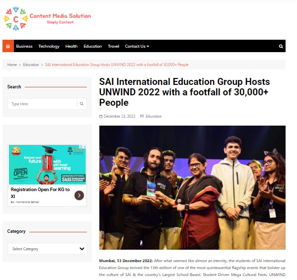 SAI International Education Group Hosts UNWIND 2022 With A Footfall Of...