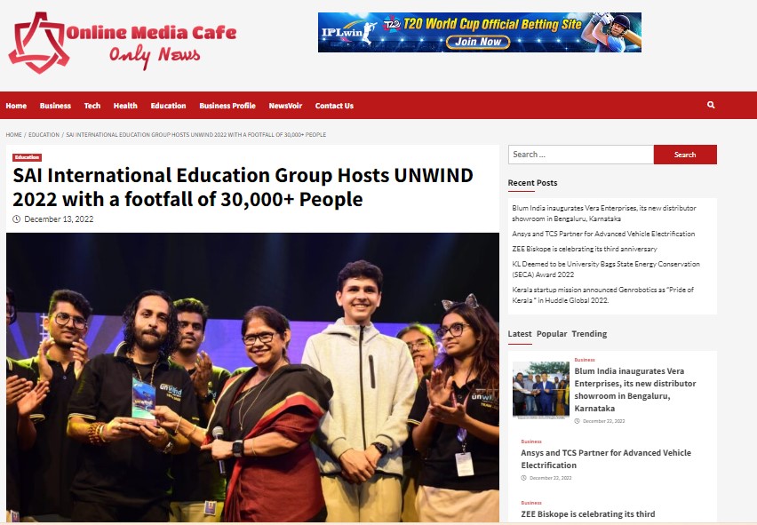 SAI International Education Group Hosts UNWIND 2022 With A Footfall Of...