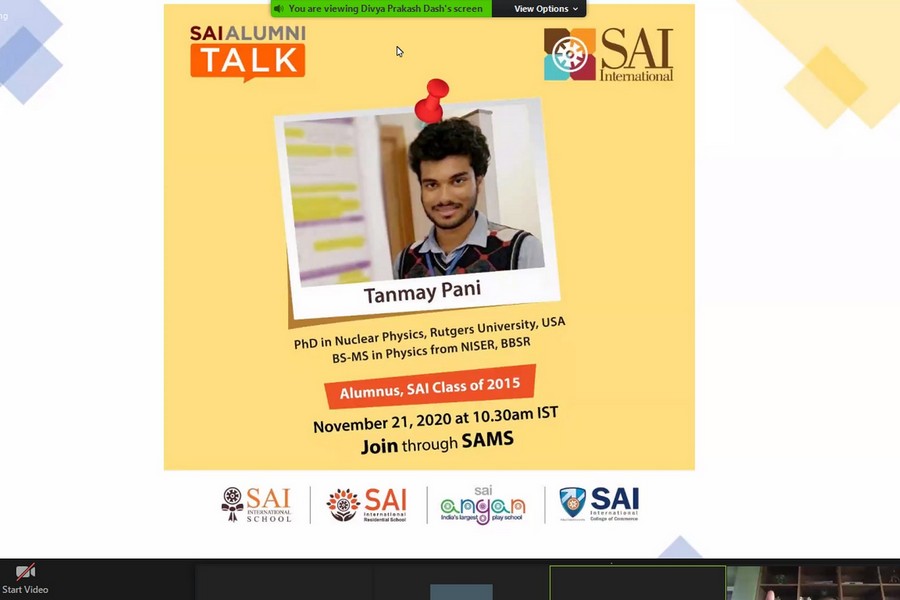SAI Alumni Talk by Alumnus Tanmay Pani