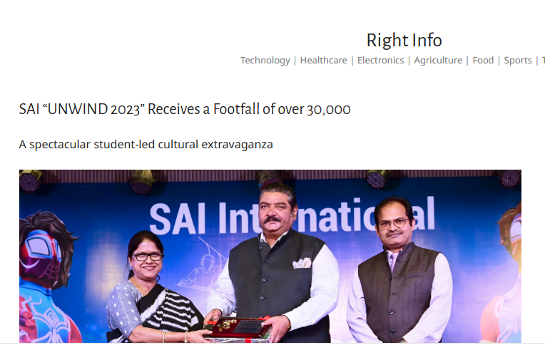 Right Infomedia || SAI “UNWIND 2023” Receives a Footfall of over 3...