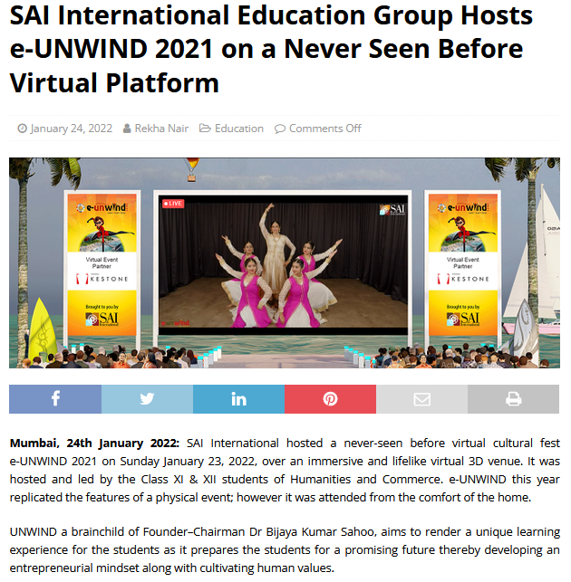 SAI International Education Group Hosts e-UNWIND 2021 on a Never Seen Before Virtual Platform || Business News This Week