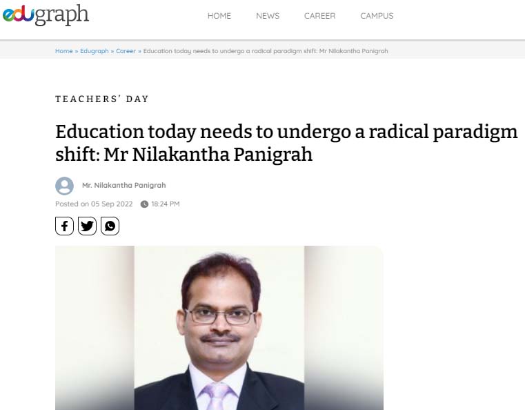 Education today needs to undergo a radical paradigm shift: Mr Nilakantha Panigrah  || Telegraph India