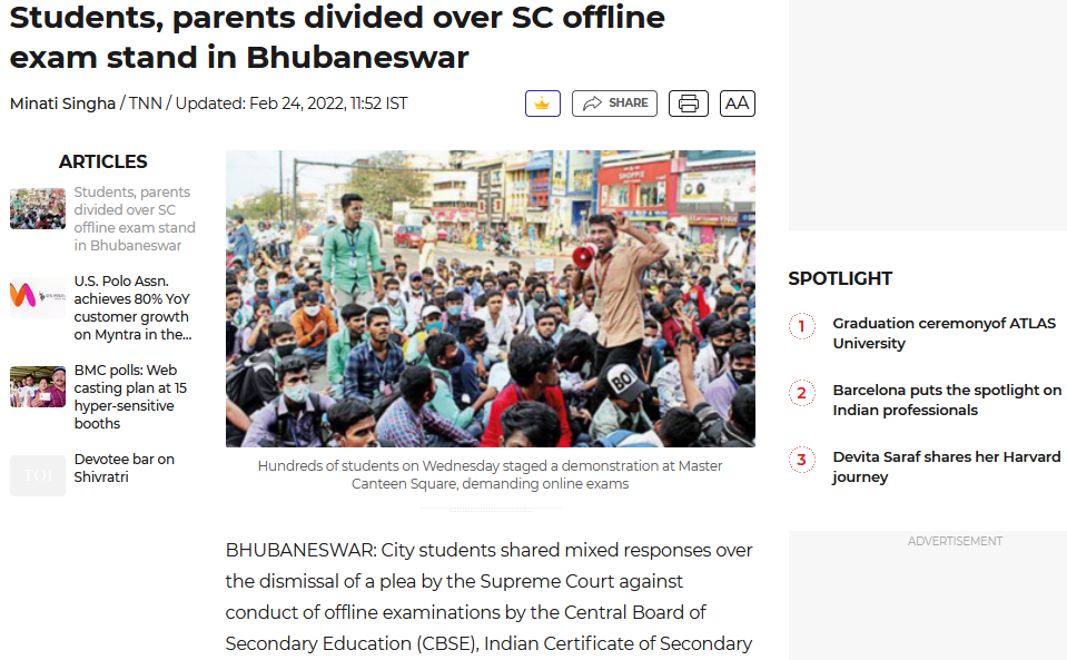 Students, Parents Divided Over SC Offline Exam Stand in Bhubaneswar ||...