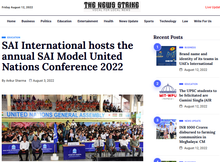 SAI International hosts the annual SAI Model United Nations Conference 2022 || The News Strike