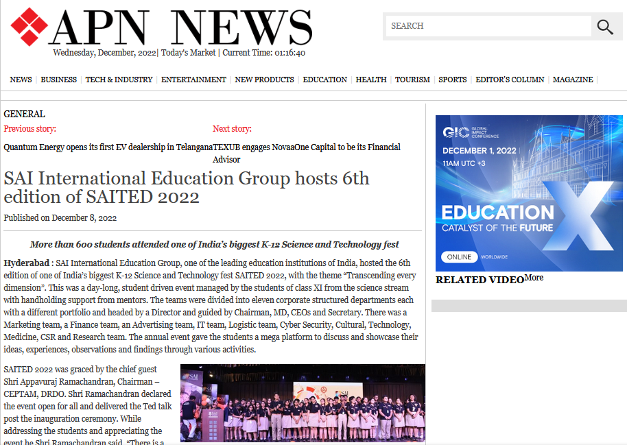 SAI International Education Group hosts 6th edition of SAITED 2022 || ...